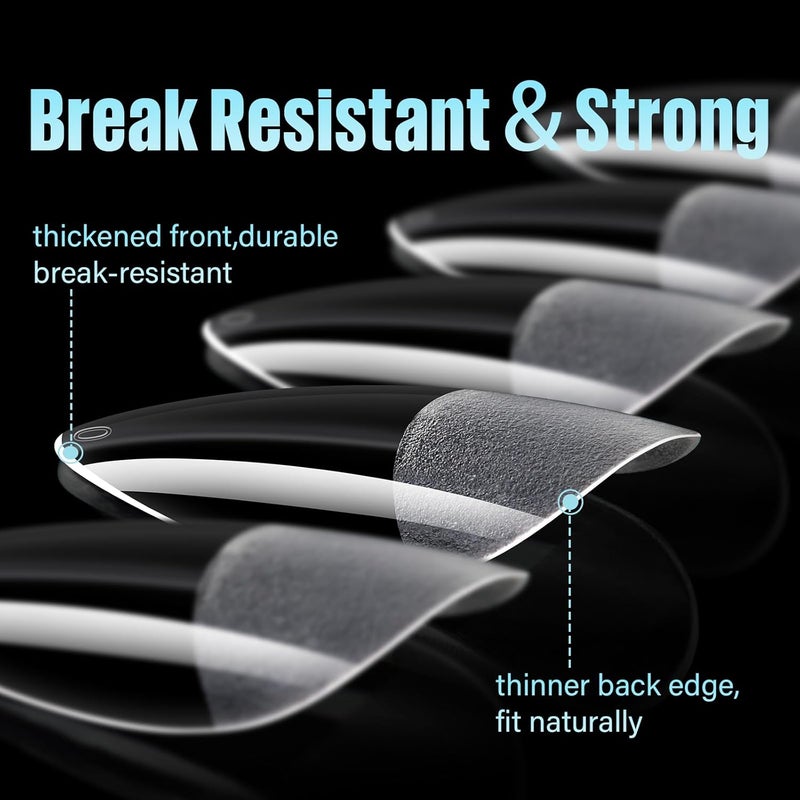 TOMICCA Medium Almond Nail Tips, 240Pcs Soft Acrylic Nails Tips Pre-Shaped Gel Tips, Medium Almond Press on Nails Clear Full Cover Fake Nails for Nail Extension Nail Salon 12 Sizes - Image 4